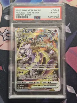 2023 POKEMON SWORD & SHIELD CROWN ZENITH #GG44 FULL ART/MEWTWO VSTAR PSA 10 - Image 1