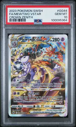 2023 POKEMON SWORD & SHIELD CROWN ZENITH #GG44 FULL ART/MEWTWO VSTAR PSA 10 - Image 1