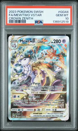 2023 POKEMON SWORD & SHIELD CROWN ZENITH #GG44 FULL ART/MEWTWO VSTAR PSA 10 - Image 1