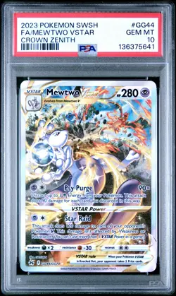 2023 POKEMON SWORD & SHIELD CROWN ZENITH #GG44 FULL ART/MEWTWO VSTAR PSA 10 - Image 1