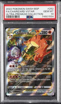 2022 POKEMON SWSH BLACK STAR PROMO #262 FULL ART/CHARIZARD VSTAR PSA 10 - Image 1