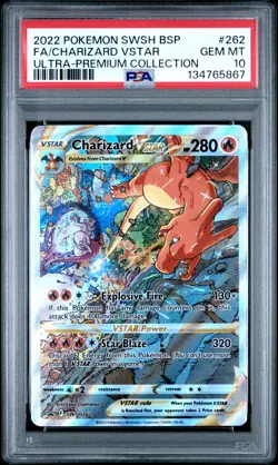 2022 POKEMON SWSH BLACK STAR PROMO #262 FULL ART/CHARIZARD VSTAR PSA 10 - Image 1