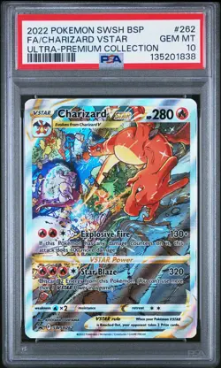 2022 POKEMON SWSH BLACK STAR PROMO #262 FULL ART/CHARIZARD VSTAR PSA 10 - Image 1