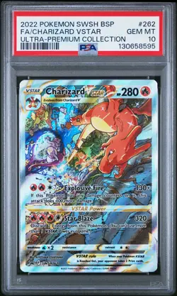 2022 POKEMON SWSH BLACK STAR PROMO #262 FULL ART/CHARIZARD VSTAR PSA 10 - Image 1