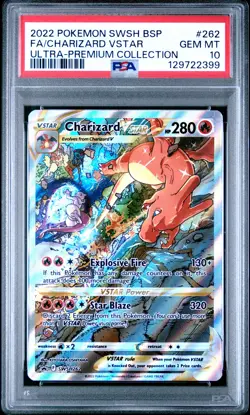 2022 POKEMON SWSH BLACK STAR PROMO #262 FULL ART/CHARIZARD VSTAR PSA 10 - Image 1