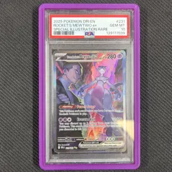 Team Rocket's Mewtwo ex 231/182 PSA 10 SIR SV10 Destined Rivals English W/ Guard - Image 1
