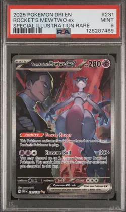 2025 POKEMON DRI EN-DESTINED RIVALS #231 TEAM ROCKET'S MEWTWO EX PSA 9 - Image 1