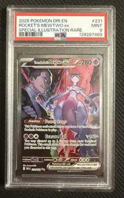 2025 POKEMON DRI EN-DESTINED RIVALS #231 TEAM ROCKET'S MEWTWO EX PSA 9 - Image 4