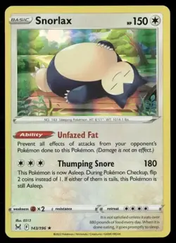 2022 Lost Origin Set Pokemon Card 143 Snorlax NM - Image 1