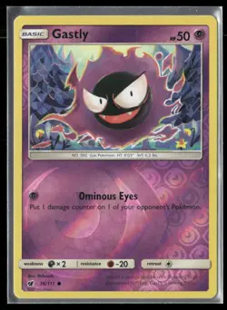 2017 Crimson Invasion Set Pokemon Card 036 Gastly Reverse Foil LP - Image 1