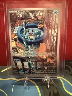 Pokemon TCG Squirtle Stellar Crown Illustration Card 148/142 Near Mint Condition - Image 1