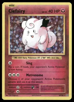 2016 Evolutions Set Pokemon Card 063 Clefairy LP - Image 1