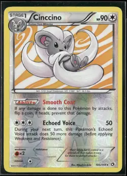 2013 Legendary Treasures Set Pokemon Card 105 Cinccino Reverse Foil LP - Image 1