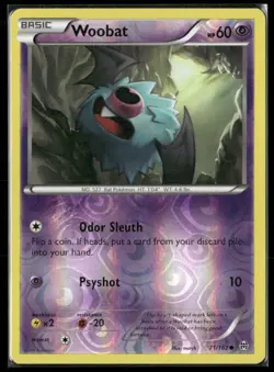 2015 XY BREAKthrough Set Pokemon Card 071 Woobat Reverse Foil LP - Image 1