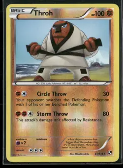 2011 Black & White Set Pokemon Card 061 Throh Reverse Foil LP - Image 1