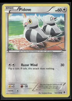 2012 Boundaries Crossed Set Pokemon Card 123 Pidove Reverse Foil LP - Image 1