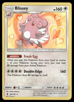 2017 Guardians Rising Set Pokemon Card 102 Blissey LP - Image 1