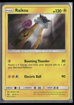 2017 Shining Legends Set Pokemon Card 32 Raikou LP - Image 1