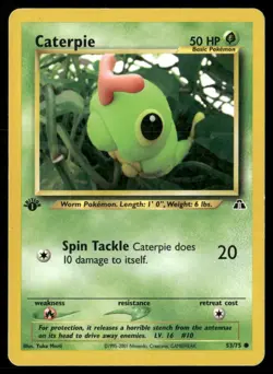 2001 Neo Discovery set Pokemon card 53 Caterpie 1st edition HP - Image 1