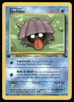 1999 Fossil set Pokemon card 54 Shellder 1st edition LP - Image 1