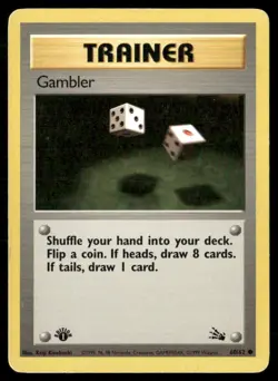 1999 Fossil set Pokemon card 60 Gambler 1st edition HP - Image 1