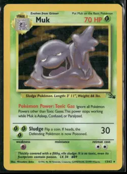 1999 Fossil set Pokemon card 13 Muk Holo HP - Image 1