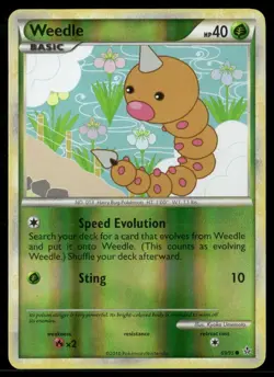 2010 HS Unleashed Set Pokemon Card 69 Weedle Reverse Foil LP - Image 1