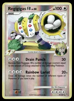 2009 Platinum Supreme Victors Set Pokemon Card 009 Regigigas FB Reverse Foil LP - Image 1