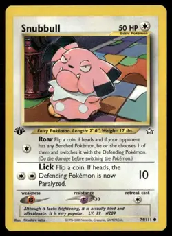 2000 Neo Genesis set Pokemon card 074 Snubbull 1st edition HP - Image 1