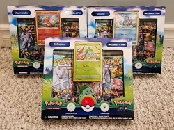 Pokemon TCG: GO Pin Collection Set Of 3 Charmander Bulbasaur Squirtle Sealed New - Image 1
