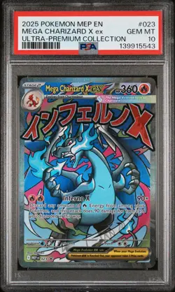 2025 POKEMON MEP EN-ME BLACK STAR PROMO #023 MEGA CHARIZARD X EX PSA 10 - Image 1