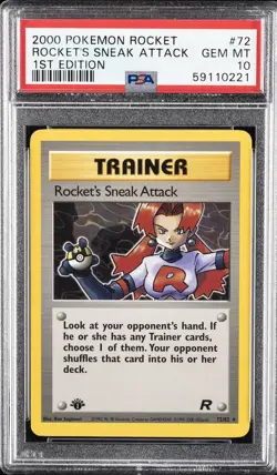 2000 POKEMON ROCKET 1ST ED #72 ROCKET'S SNEAK ATTACK PSA 10 - Image 1