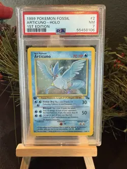 1st Edition Articuno Holo Rare #2 1999 Fossil Pokemon TCG PSA NM 7 - Image 1