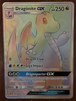 Pokemon Card TCG Dragonite GX SM156 Black Star Promo 2018 Rainbow Holo Rare NM - Image 1