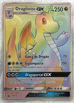 Pokemon TCG Secret Rare Dragonite Gx Black Star Promo SM156 MP/HP - Portuguese - Image 1