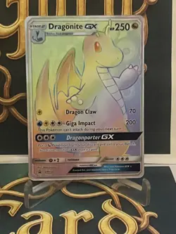 Pokemon TCG Secret Rare Dragonite Gx Black Star Promo SM156 MP/HP - Portuguese - Image 2