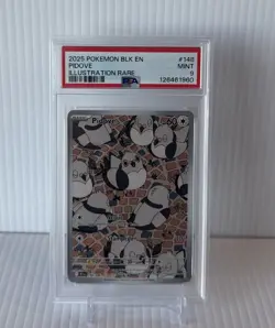 2025 Pokemon BLK EN Pidove #148/086 Illustration Rare PSA 9 Mint - Image 1