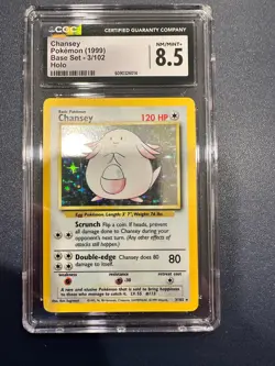 Chansey Holo 3/102 Base Set (1999) - CGC 8.5 - WOTC Vintage Pokemon Card - Image 1