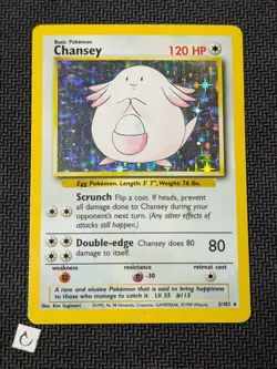 Chansey 3/102 - Base Set Unlimited Holo Rare WOTC Pokemon TCG MP - Image 1