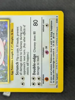 Chansey 3/102 - Base Set Unlimited Holo Rare WOTC Pokemon TCG MP - Image 5