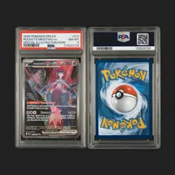 Pokemon TCG Destined Rivals Team Rockets Mewtwo EX Ultra Rare Card 213/182 PSA 8 - Image 1