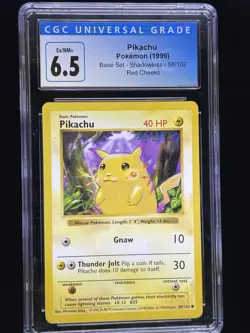*RED CHEEKS* Pikachu Shadowless Base Set 58/102 Pokemon Card CGC 6.5 - Image 1