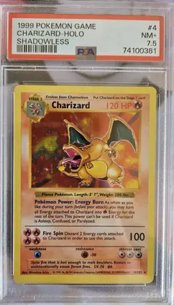 PSA 7.5 Shadowless Charizard 4/102 Holo Rare Base Set 1999 - Pokemon Card - Image 1