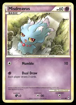 2011 Call of Legends Set Pokemon Card 065 Misdreavus LP - Image 1