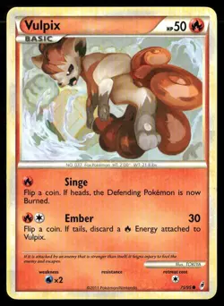 2011 Call of Legends Set Pokemon Card 075 Vulpix LP - Image 1