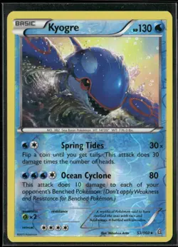 2015 Primal Clash Set Pokemon Card 053 Kyogre Reverse Foil LP - Image 1