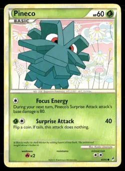 2011 Call of Legends Set Pokemon Card 068 Pineco LP - Image 1