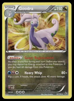 2014 XY Flashfire Set Pokemon Card 074 Goodra LP - Image 1