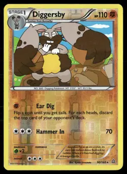 2015 Primal Clash Set Pokemon Card 090 Diggersby Reverse Foil LP - Image 1