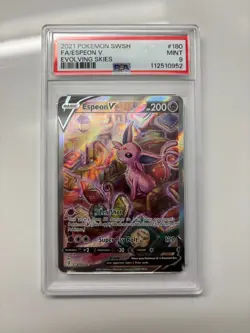 Espeon V PSA 9 Alt Art Evolving Skies Pokemon Card 180/203 Full Art 2021 - Image 1